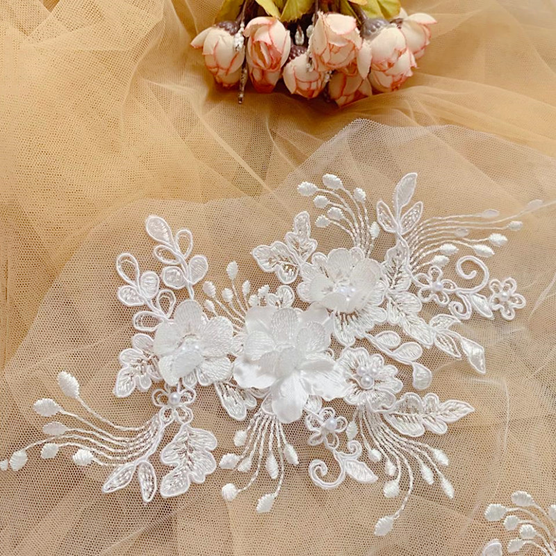 Wedding Supply Online - Perlspitze-Grenzlinie, 3D-Spiegelblume, DIY-Hochzeits kleid-Anwendung, Stickerei-Zubehör, 2