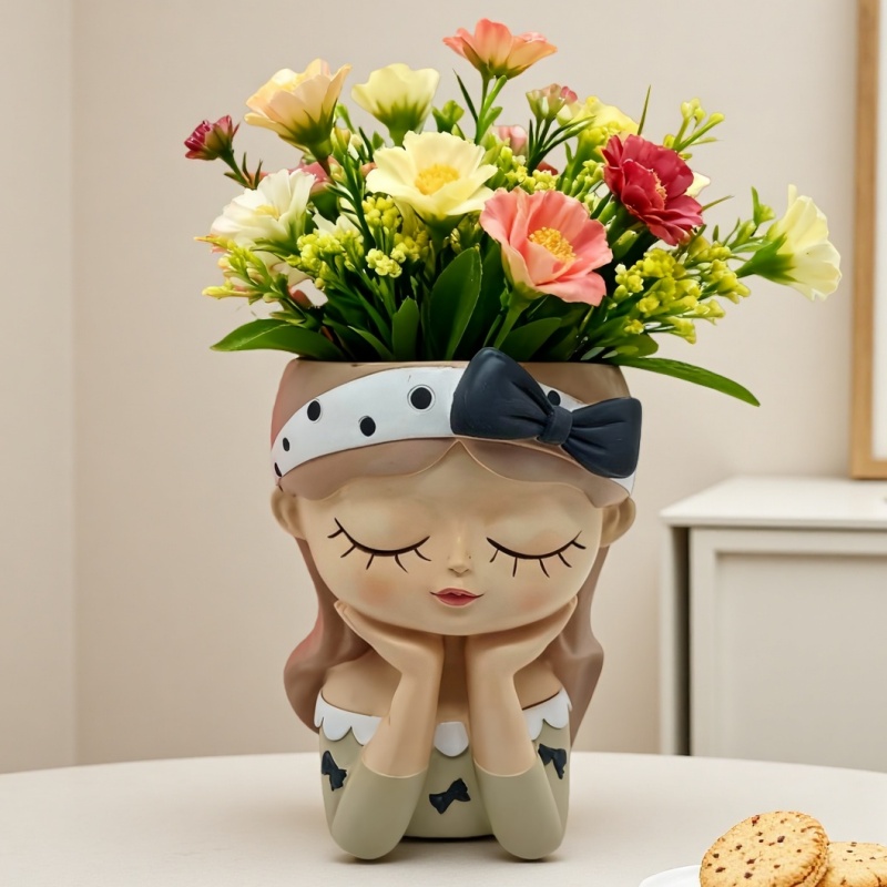 Flower Girl Basket - Silikonform niedlicher Bogen Mädchen Blumentopf nordischer