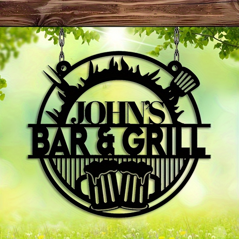 Wedding Party Supply - Anpassbare Schmiedeeisen-Schilder - Personalisierter Text, Outdoor-Grillrestaurant-Dekoration,