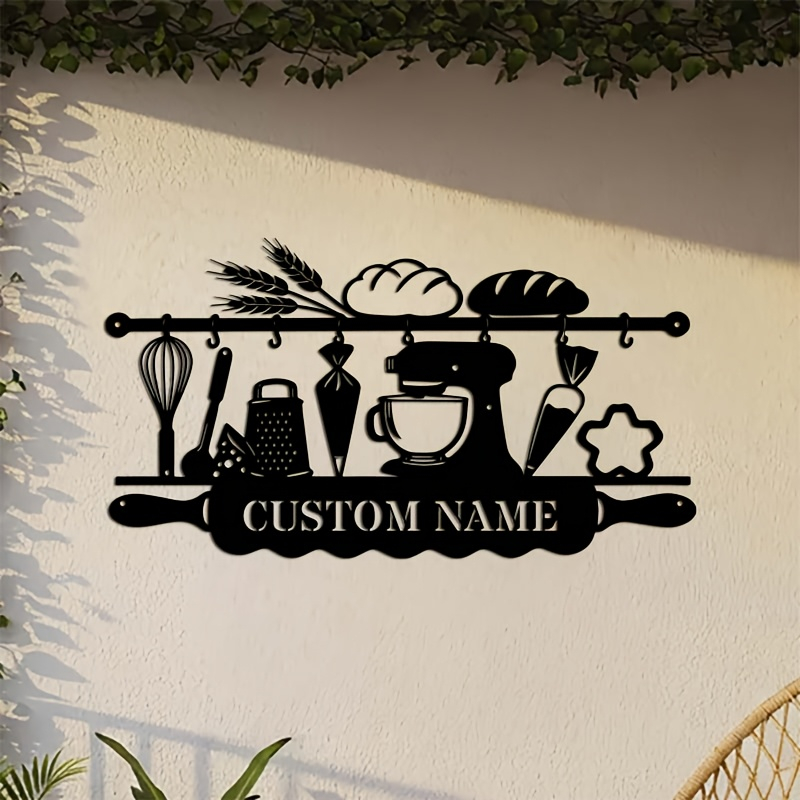 Wedding Party Supply - Personalisierte Küchen-Wanddekoration aus Eisen, Backthema-Schild, Liebliche